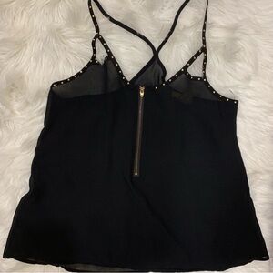 3/$15 Black rhinestone sheer tank top